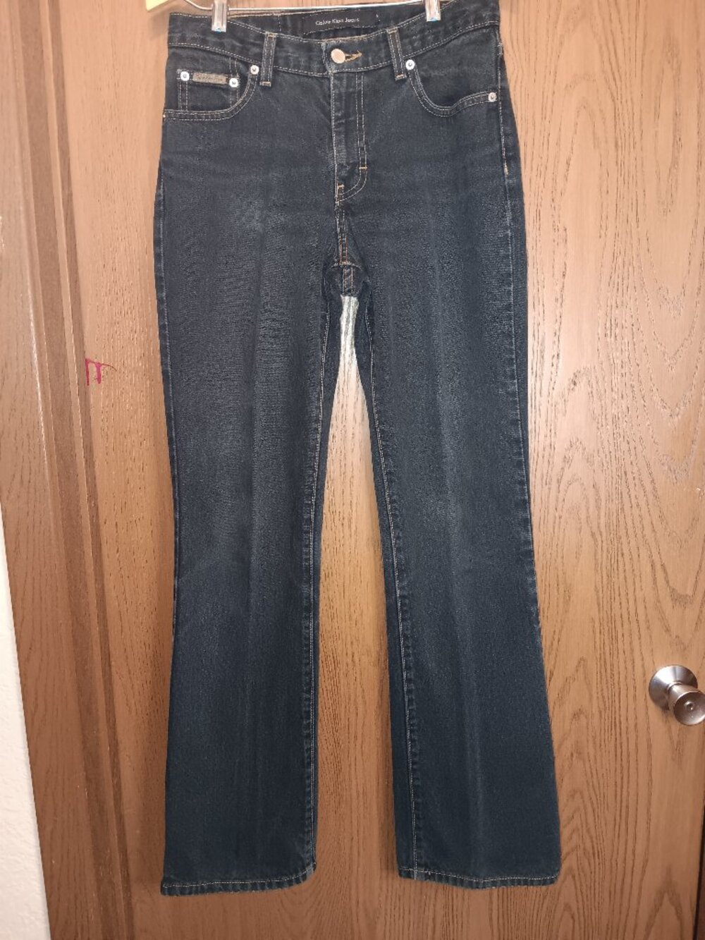 Calvin Klein Jeans women's 5 pocket bootleg black overdye boot cut jeans sz 4